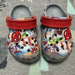 CROCS Avengers Comic Design Clogs with Red Strap Size 9T